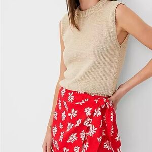 Ann Taylor Leafed Linen Blend Sarong Skirt.